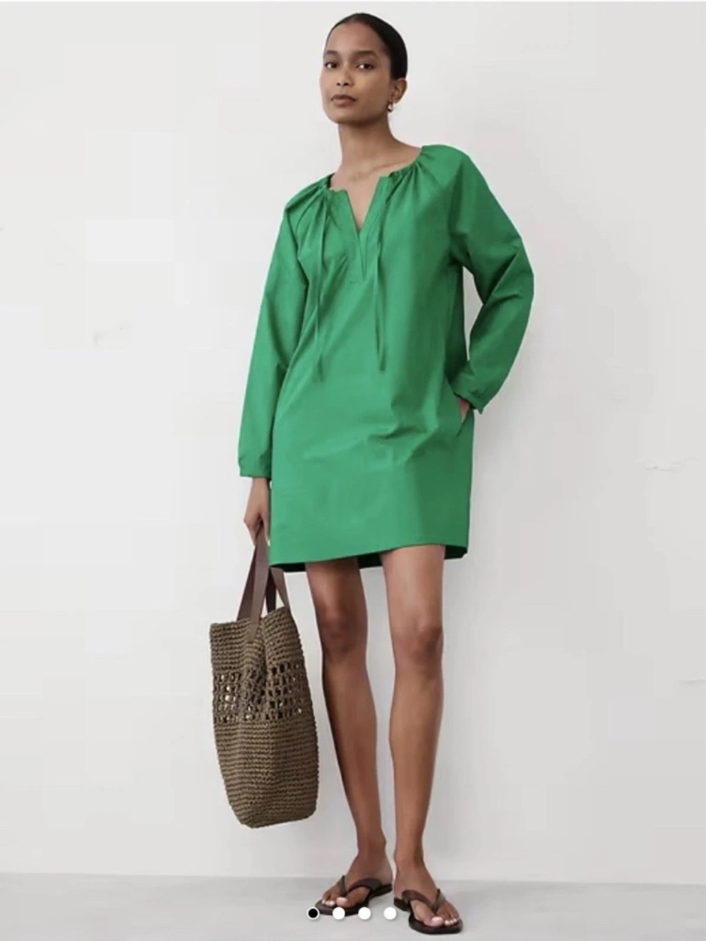 Banana Republic  Factory Emerald Poplin Green Tie-Front Tunic in Med nwt